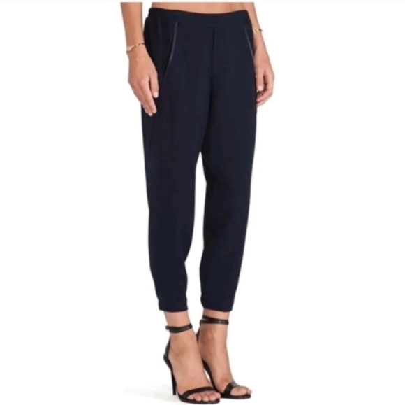 Vince satin piped wrap seam jogger crop pants sz L - Picture 1 of 12